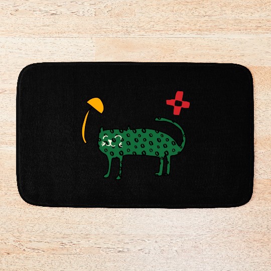 Spring Cute Green Cat Bath Mats