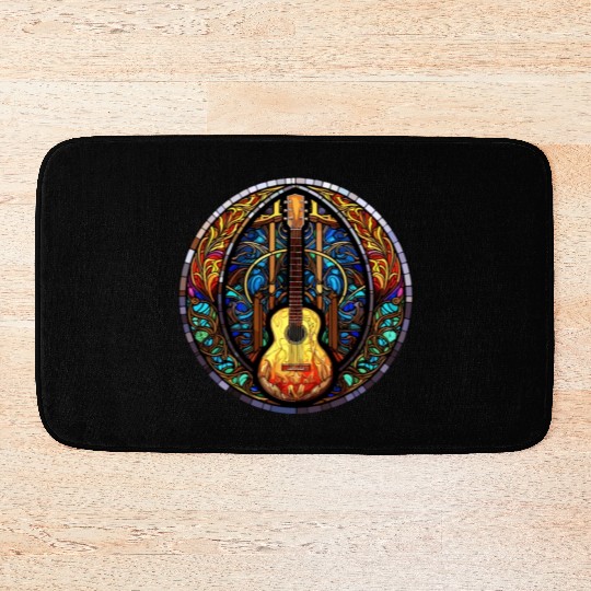 Stained Glass Art - Funny Holy Guitar Design Bath Mats