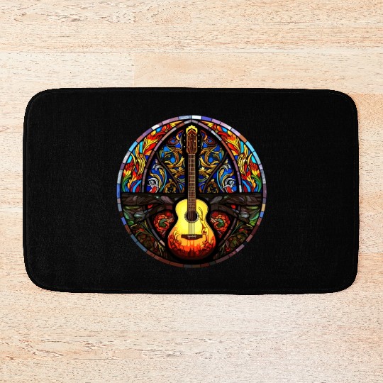 Unique Holy Guitar Art Design - Stained Glass Art Bath Mats