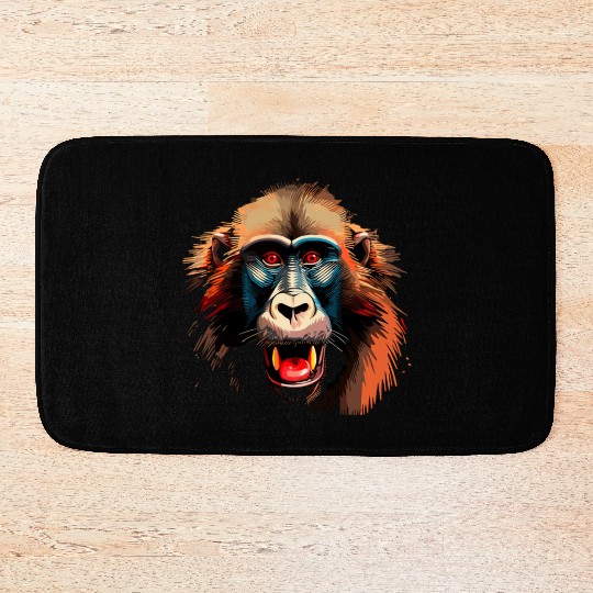 Baboon Monkey Lover Wildlife Animal Zookeeper Bath Mats