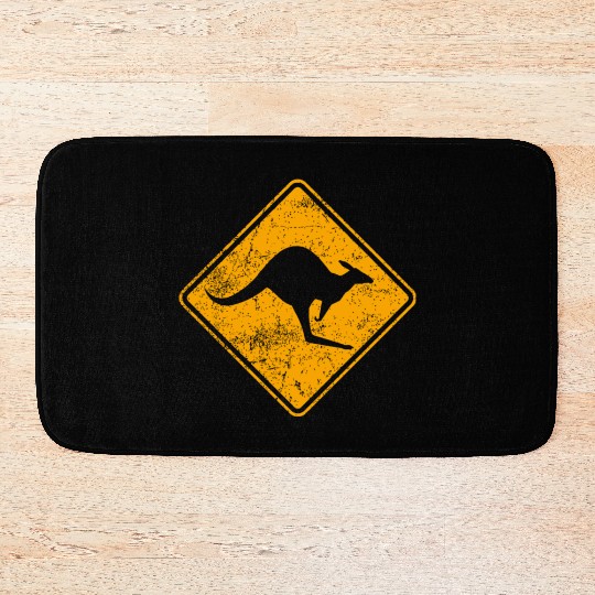 Outback Kangaroo Crossing Road Sign Bath Mats