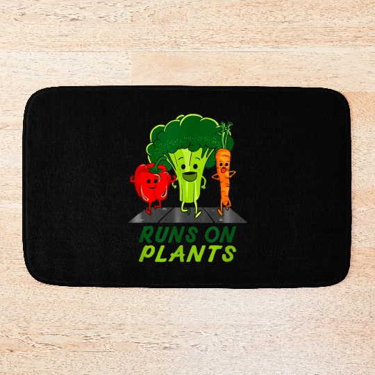 runs on plants vegan vegetarian runner broccoli gi Bath Mats