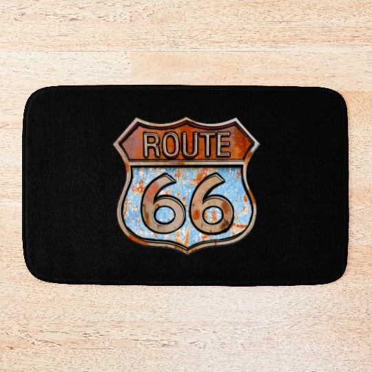 Route 66 vintage sign - Rusty metal sign 3 Bath Mats