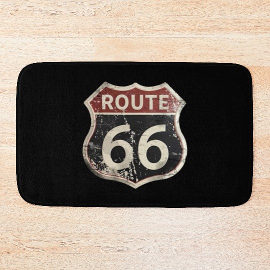 Route 66 vintage sign Bath Mats