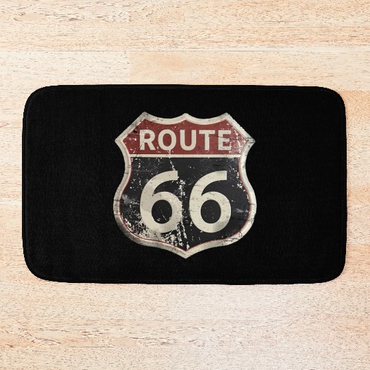 Route 66 vintage sign Bath Mats