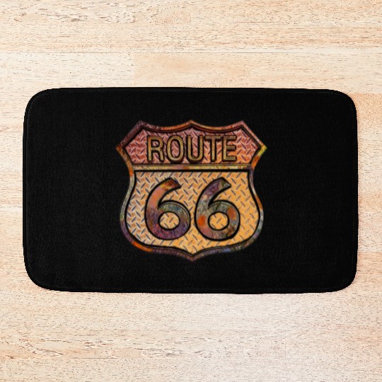 Route 66 vintage sign - Rusty metal 2 Bath Mats
