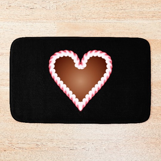 Gingerbread heart folk festival with icing Bath Mats