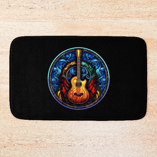 Stylish and Trendy Guitar - Artistic Stained Glass Bath Mats