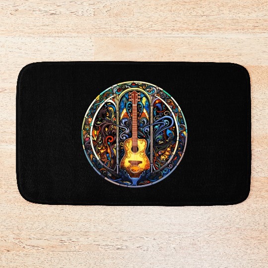 Guitar Stained Glass Style - Funny Guitar Art Bath Mats