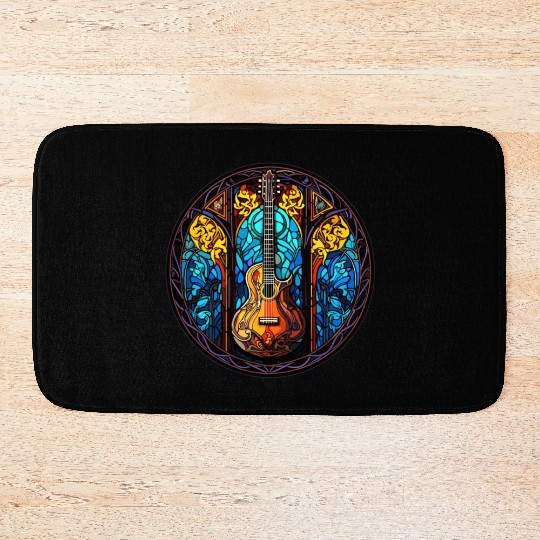 Guitar Stained Glass Art - Men Women Guitar Bath Mats