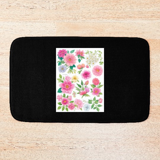 Lavender and Lilac Spring Flowers Bath Mats