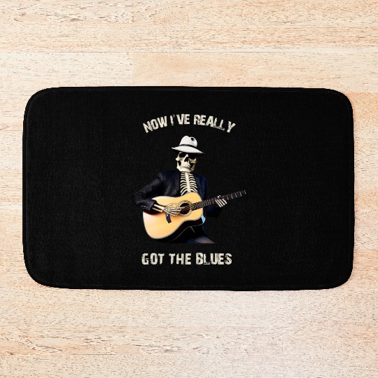 Skeleton playing Guitar - Halloween Guitar Bath Mats