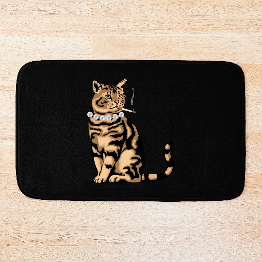 Cat Smoking Bath Mats