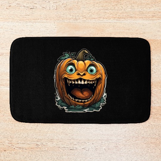 Scary Pumpkin Face I Spooky Halloween Bath Mats