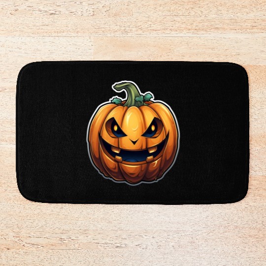 Scary Pumpkin Face I Spooky Halloween Bath Mats