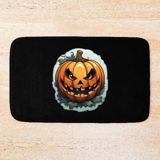 Scary Pumpkin Face I Spooky Halloween Bath Mats