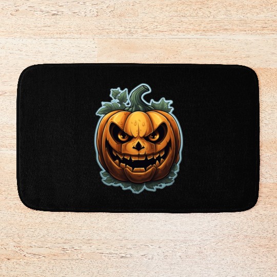 Scary Pumpkin Face I Spooky Halloween Bath Mats