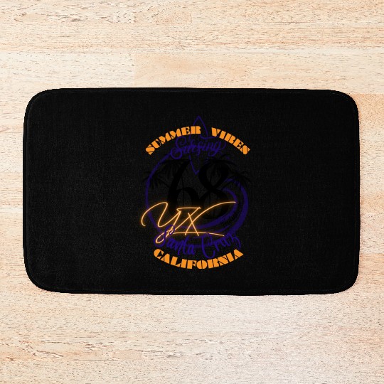 Santa Cruz California summer vibes surfing Bath Mats