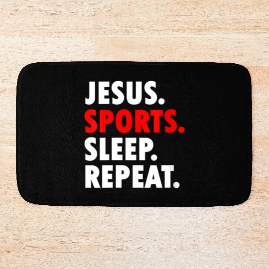 Jesus Sports Sleep Repeat - Novelty Hobby Bath Mats