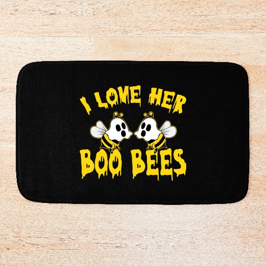 I Love Her Boo Bees Halloween Bath Mats
