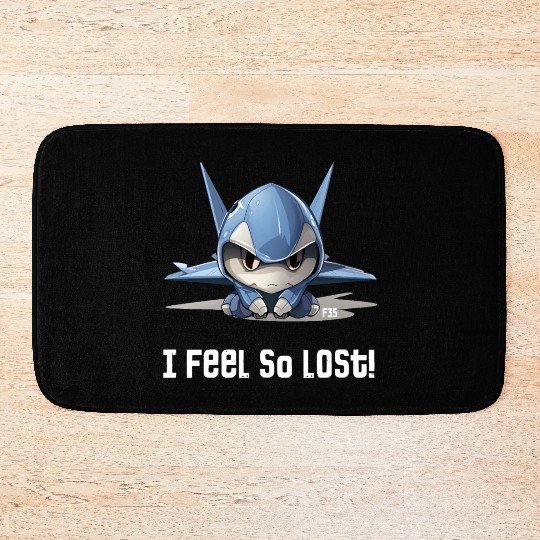 Little Lost Cute F35 Fighter Plane Illustration Bath Mats
