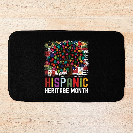 Hispanic Heritage Month Hand Flags Latin Bath Mats