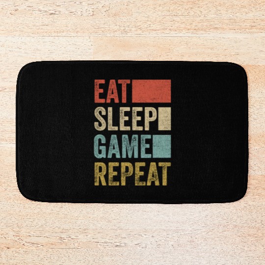 Vintage Retro Gamer Accessory Eat Sleep Game Bath Mats