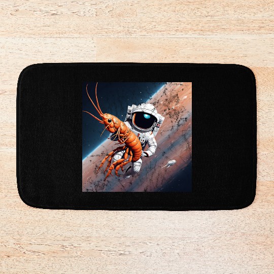Astronaut in space with shrimp Bath Mats