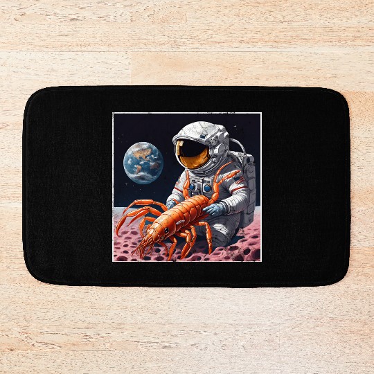 Astronaut in space with shrimp Bath Mats
