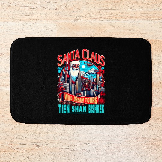Santa Claus on an Adventure Travel World Tour Bath Mats