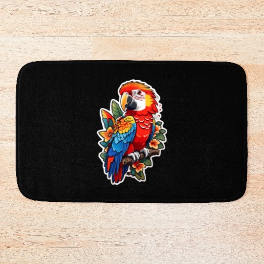 Scarlet Macaw Kawaii Bath Mats