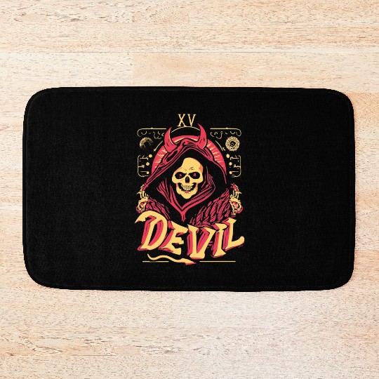 Devil Tarot Skeleton Halloween Occult Bath Mats