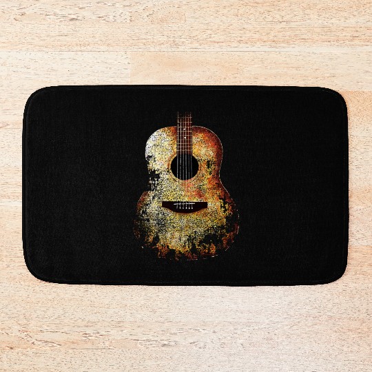 ACOUSTIC GUITAR DISTRESSED RETRO Bath Mats