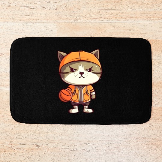 Basketball cat Bath Mats