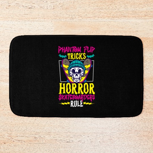 Spooky Horror Skateboarder Halloween Skateboarding Bath Mats