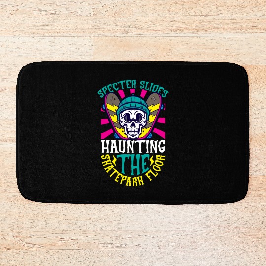 Spooky Horror Skateboarder Halloween Skateboarding Bath Mats