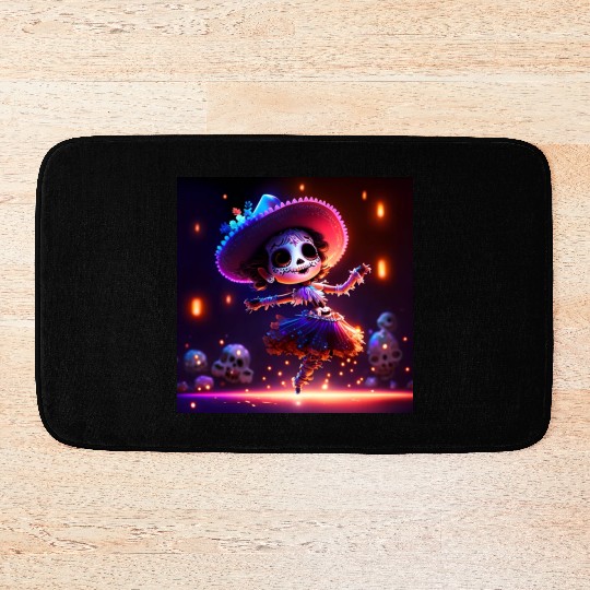 mexican skeleton lady baby dancing Bath Mats