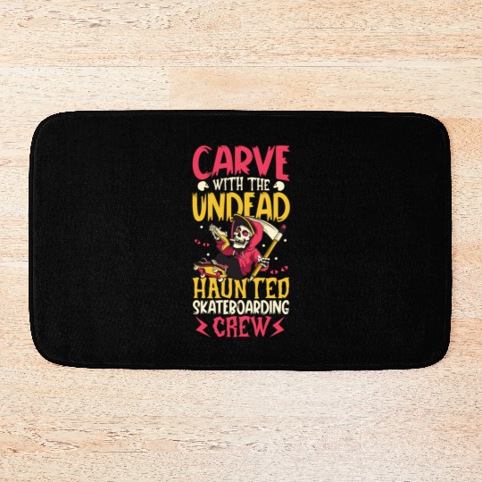 Spooky Horror Skateboarder Halloween Skateboarding Bath Mats
