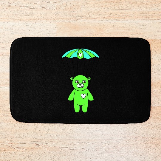 Teddy Bear - The Green Skydiver Bath Mats