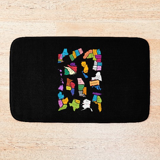 50 Cute US States Sticker Pack Bath Mats