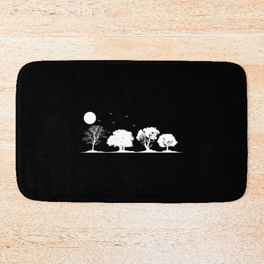 Trees at full Moon Nature Forests Leaves Bath Mats
