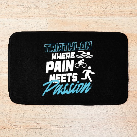 Triathlon Swim Bike Run Triathlete Sport Gift Bath Mats