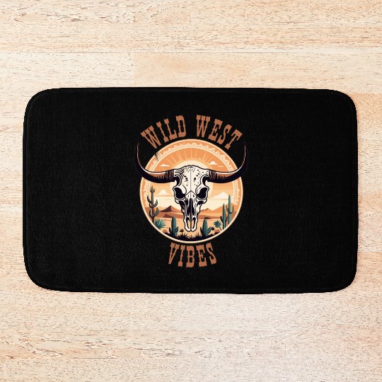 Vintage Cow Skull Wild West Vibes Bath Mats