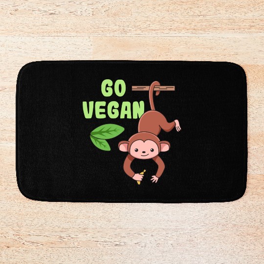 Monkey Design for proud Vegans Bath Mats