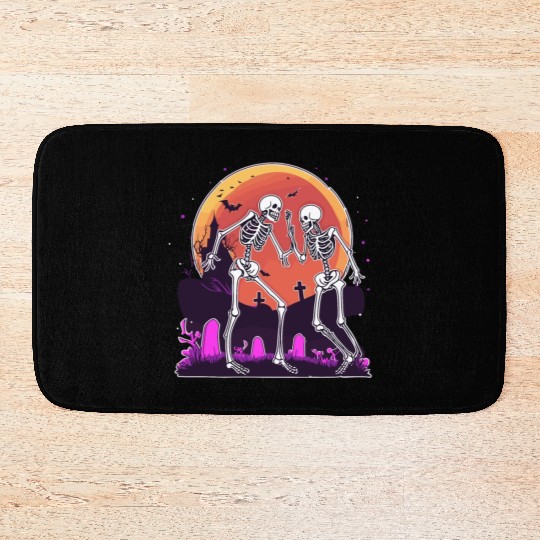 "Skeletal Dance-Off Under Neon Moon" Bath Mats