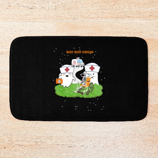 Funny Halloween Boo Boo Crew Ghost Nurse Bath Mats