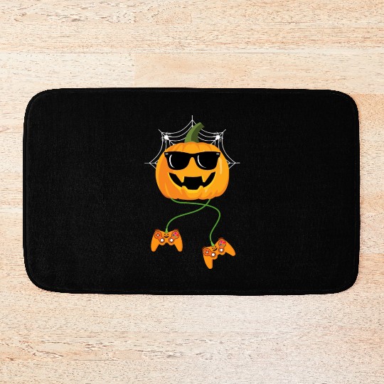 Halloween Jack O Lantern Gamer Boys Kids Men Bath Mats