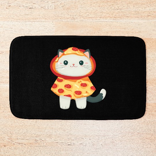 Cat in pizza costume Bath Mats