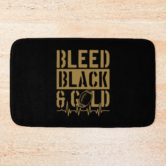 Bleed Black and Gold Group School Football Sports Bath Mats