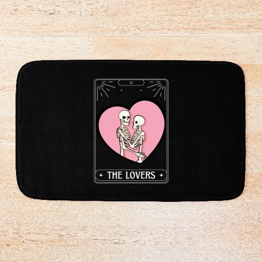 The Lovers Tarot Card Got Skeleton Skull Halloween Bath Mats
